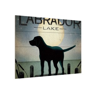 Trademark Fine Art -Ryan Fowler 'Moonrise Black Dog Labrador Lake' Matted Framed Art - 1 of 4