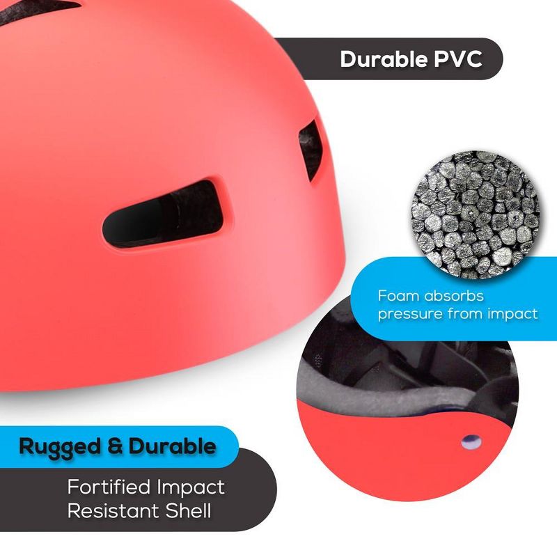 Hurtle Adjustable Sports Safety Helmet - Includes Travel Bag (Red), 3 of 10
