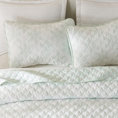 Twin Blue Microfiber Reversible Snowflake Quilt Set