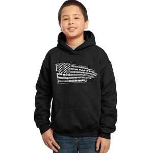 LA Pop Art Boy's Word Art Hooded Sweatshirt - Pledge of Allegiance Flag - 1 of 4