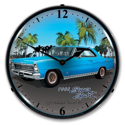 Collectable Sign & Clock | 1966 Nova (blue) LED Wall Clock Retro/Vintage, Lighted