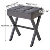 Itopfox Square Makeup Stool with X-Leg Foot Rest, Linen Ottoman Seat, Multi-Use as Small Side Table for Bedroom, Living Room, Dark Gray - 3 of 4
