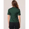 Allegra K Women's Work Tie Neck Short Sleeve Satin Elegant Button Down Shirt - 4 of 4