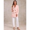 INSPIRE CHIC Women's Notch Lapel Double Breasted Belted Mid Long Outwear Winter Coat - 3 of 4
