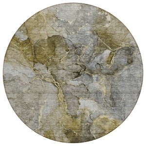 Taupe Brown And Gray Abstract Washable Indoor Outdoor Area Rug - 1 of 4