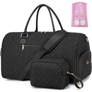 Travel Duffle Bag with Shoe Compartment & Toiletry Bag, Weekender Overnight Carry-On for Women, Gym & Hospital Bag - 1 of 4