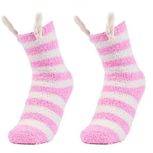 Alpine Swiss Womens Fuzzy Socks Warm Fluffy Slipper Socks With Gift Bow 2  Pk Pink Striped : Target