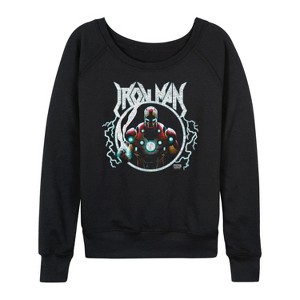 Women's - Marvel - Iron Man Metal Lightweight French Terry Wide Neck Long Sleeve Shirt - 1 of 4