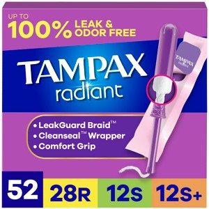 Tampax Radiant Tampons - Regular/Super/Super Plus - Unscented - 1 of 4