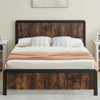 Homhougo Queen Bed Frame, Curved Wood Headboard and Footboard Brown - 3 of 4