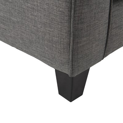 Gray Linen Reclining Sofa with Removable Cushions and Wood Frame