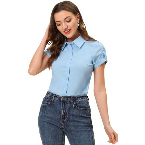 Women's button down outlet dress shirts short sleeve