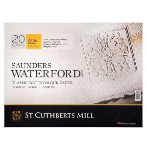 St Cuthberts Saunders Waterford Watercolor Block, Rough, White, 140lb/300gsm, 20 Sheet, 16x12 inch, 1 Count - 1 of 4