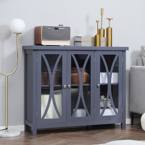 NicBex Modern Storage Buffet Cabinet Kitchen Coffee Bar Cabinet with 3 Tempered Glass Doors, Arc Pattern and Adjustable Storage Shelf - 1 of 4