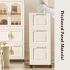 Okak Folding Wardrobe, 25.59" Closet with Wheels & Magnetic Door, Layered Storage Cabinet + 2 Folding Boxes & 10 Hangers for Apartments, Cream White - 4 of 4