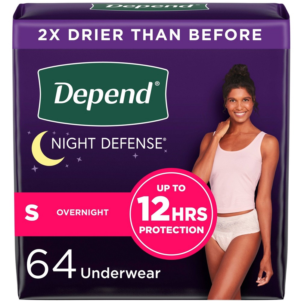 Depend Night Defense Women's Night Incontinence Underwear - S - 64ct