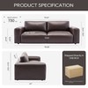 95 Oversized PU Leather Sofa in Chocolate, Deep Seats, Wide Arms, Down-Filled Cushions, Cozy 3-Seater for Living Room - 2 of 4