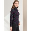 Allegra K Women's Turtleneck Long Sleeve Stretch Slim Plaid Casual Blouse - 4 of 4