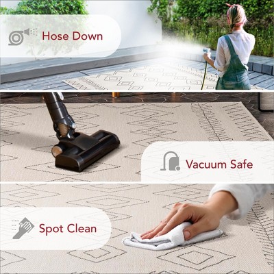 Reversible Ivory Moroccan Spot Rectangular Area Rug - 29x4 Inches