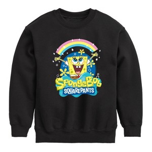 Boys' - SpongeBob SquarePants - Rainbow Spongebob Graphic Long Sleeve Fleece Sweatshirt - 1 of 4