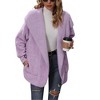 Women's Fuzzy Open-Front Hooded Coat Winter Casual Street Jacket,S,Purpel - 3 of 4