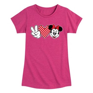 Girls' - Disney - Peace Love Minnie Fitted Short Sleeve Graphic T-Shirt - 1 of 4