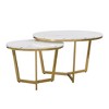 NicBex Modern Round Nesting Coffee Table with Marble Top and Metal Base for Living Room, White - 3 of 4