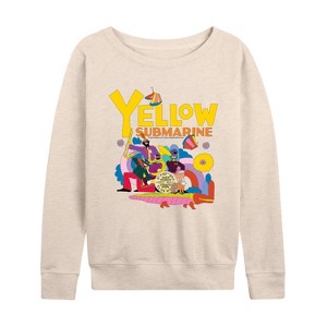 Women's - The Beatles - Ys Doodle Lightweight French Terry Wide Neck Long Sleeve Graphic Shirt - 1 of 4