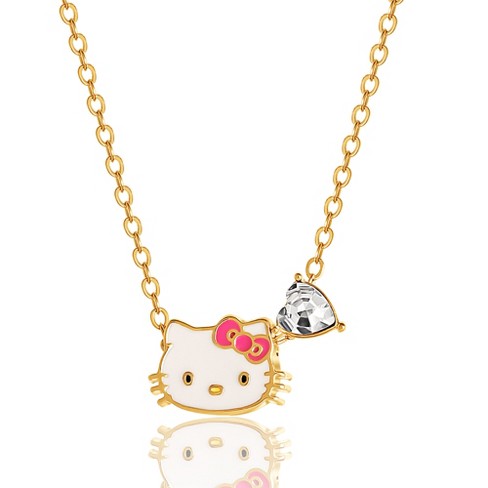 Hello Kitty Womens April Birthstone Necklace - Clear