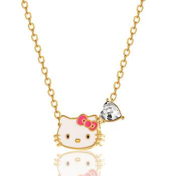 Sanrio Hello Kitty Brass Heart Birthstone Charm Necklace - 16 + 2'' Chain