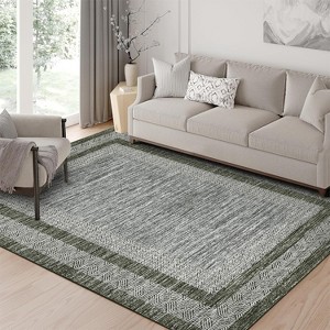 Modern Rug Thin Washable Non-Slip Geometric Border Low Pile Foldable Soft Non-Shedding Indoor Accent Carpet - 1 of 4