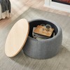 Zeus & Ruta 2-in-1 Round Storage Ottoman, Work as End table – 25.5" x 25.5" x 14.5" - 3 of 4
