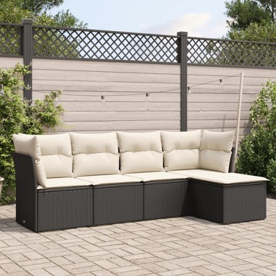 vidaXL Garden Sofa Set  PE rattan 5 Piece Adjustable Feet