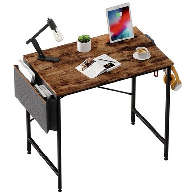 Nost & Host Computer Home Office Desk With Metal Frame, Stand, Under Desk  Storage Shelves, And Working Table For Small Bedroom Space, Rustic Brown :  Target