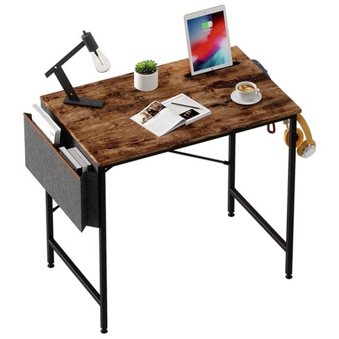 Bestier 32 Inch Modern Simple Style Table Home Office Wood Desktop Mount  Computer Desk With Storage Bag And Iron Hook, Rustic Brown : Target