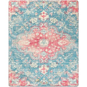 HomeRoots 3' X 5' Ivory Pink And Aqua Medallion Distressed Washable Area Rug - 1 of 4