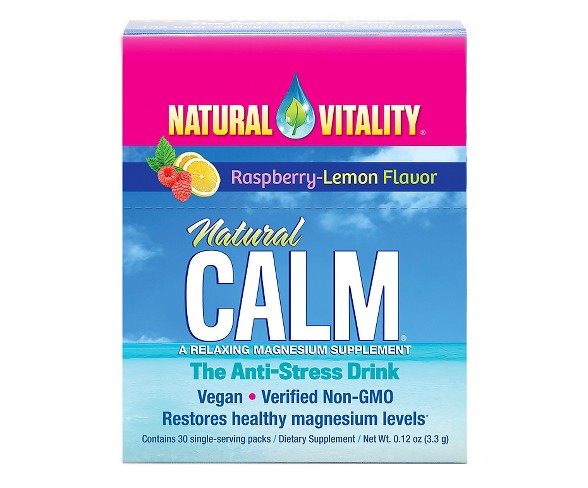 Natural Vitality Natural Calm Anti-Stress Vegan Magnesium Supplement Powder - Raspberry Lemon - 30pk