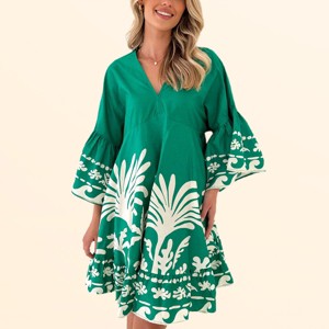 white christmas dresses Bethany Linen Dress | Bell Sleeve with Pockets