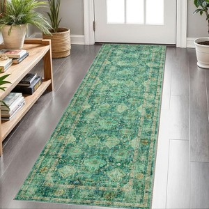 Acekool Area Rugs: Washable Non-Slip Boho Vintage Carpet, Soft Low Pile Foldable Stain Resistant Rugs for Living Room, Bedroom, Home, Dining Room - 1 of 4
