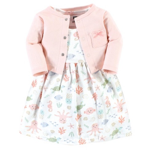 Baby dress best sale with cardigan