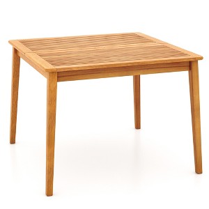 Tangkula 39" 4-Person Outdoor Acacia Wood Dining Table w/ 1.96" Umbrella Hole for Porch - 1 of 4
