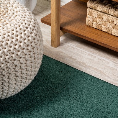 Emerald Green Synthetic Reversible Low-Pile Area Rug