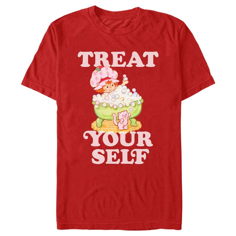 Men's Strawberry Shortcake Treat Yourself Bubble Bath T-Shirt, 1 of 6