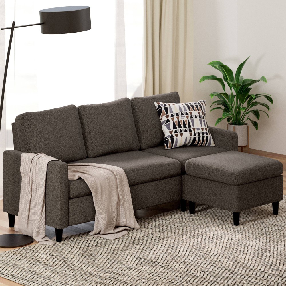 Photos - Storage Combination Zinus Hudson Convertible Sectional Sofa Dark Gray  