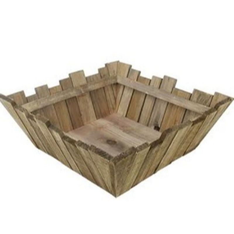 Napa Home & Garden Set of 2 Square Rustic Wooden Baskets with Rectangular Pickets 16" - Brown, 3 of 4
