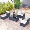 ELJGET 6 Pieces All-Weather PE rattan Patio Furniture Set, Outdoor Wicker Conversation Set with Dining Table, Ottomans, Removable Cushions - 3 of 4