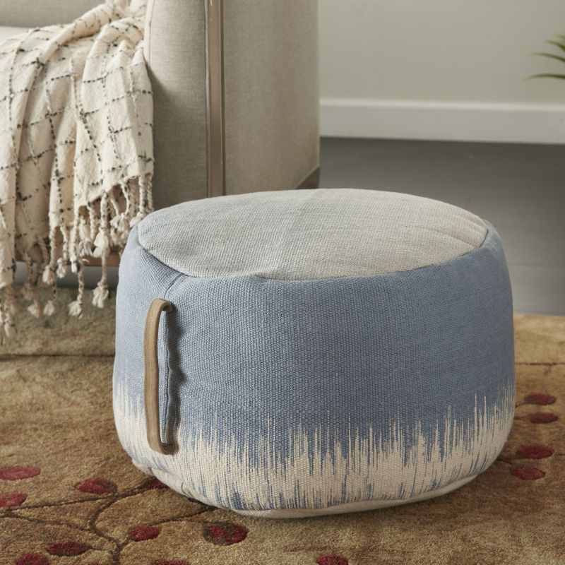 Mina Victory Life Styles Stonewash 20" x 20" x 12" Indoor Drum Pouf with Handle, 4 of 13