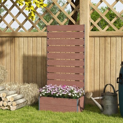 Light Brown Metal Trellis Raised Garden Bed Planter