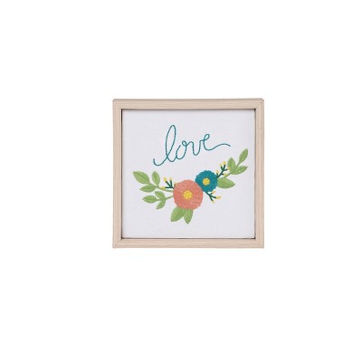 VIP Wood 7 in. Green Love Embroidered Framed Love Decor