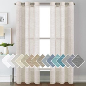 Natural Linen Blended Semi-Sheer Curtains Privacy Assured with Nickel Grommet for Living Room - 1 of 4
